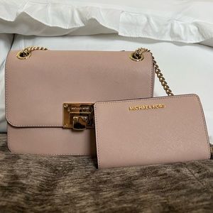 Michael Kors Bag/Wallet Set Leather- Ballet NWT